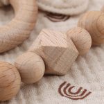 Baby Bath Toy Set Wooden Rattle Infant Babyplay Cotton Comfort Towel Baby Teether Wood Ring Baby Shower Gift With Gift Box 4