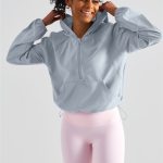 Fitness Women Sport Comprehensive Training Fitness Clothe Top Adjustable Zip Pocket Loose Sun Protection Long Sleeve Gym Quickdr 5