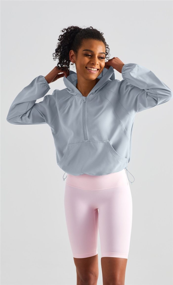 Fitness Women Sport Comprehensive Training Fitness Clothe Top Adjustable Zip Pocket Loose Sun Protection Long Sleeve Gym Quickdr 5