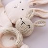 Newborn Mobile Gym Educational Ring Teething Toy Baby Cotton Bib Gauze Baby Wooden Ring Rattle Crochet Wool Toy Pacifier Chain 5