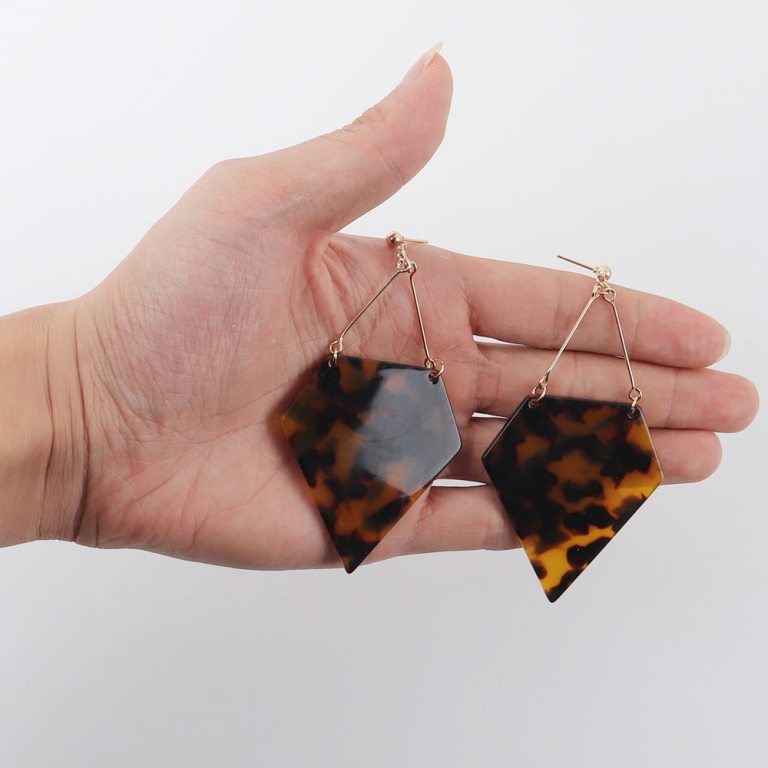 FishSheep Trendy Leopard Geometric Acrylic Drop Earrings For Women Vintage Big Irregular Long Dangle Earring Fashion Jewelry 4