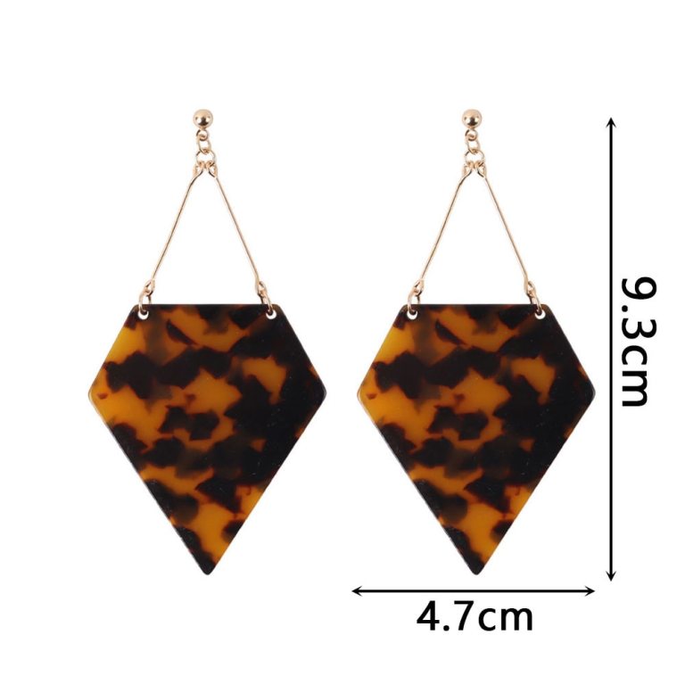 FishSheep Trendy Leopard Geometric Acrylic Drop Earrings For Women Vintage Big Irregular Long Dangle Earring Fashion Jewelry 2