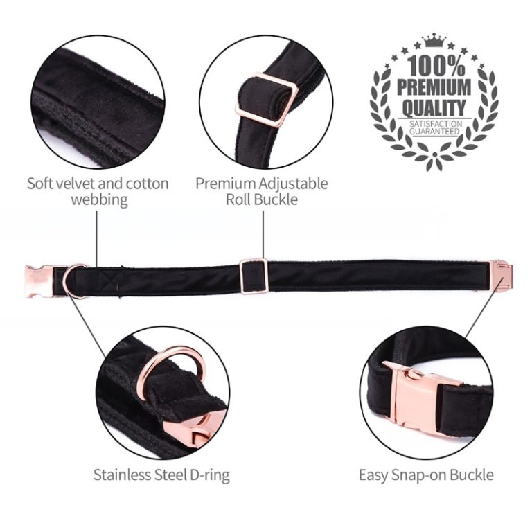 Black Velvet Pet Harness Leash Set Black Velvet Pet Harness Leash Set