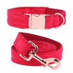 Red Velvet Pet Collar and Leash Set