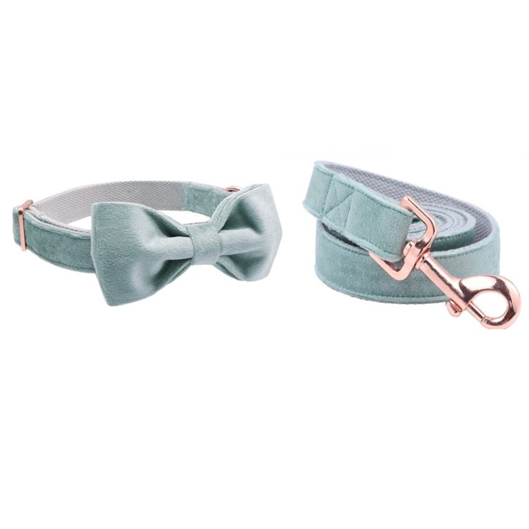Blue Velvet Adjustable Pet Collars and Leash Rose Gold Buckle Blue Velvet Adjustable Pet Collars and Leash Rose Gold Buckle