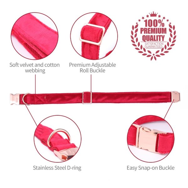 Red Velvet Pet Collar and Leash Set Red Velvet Pet Collar and Leash Set