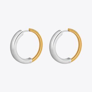 Two-Tone Hoop Earrings Gold