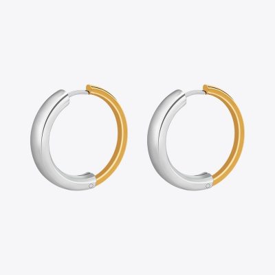 Two-Tone Hoop Earrings Gold Two-Tone Hoop Earrings Gold