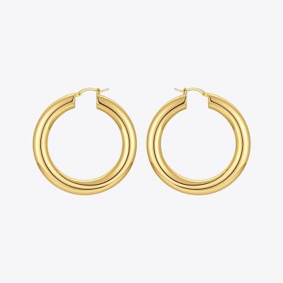 Women’s Pipe Hoop Earrings Gold Women’s Pipe Hoop Earrings Gold