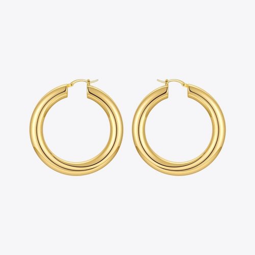 Women’s Pipe Hoop Earrings Gold Women’s Pipe Hoop Earrings Gold