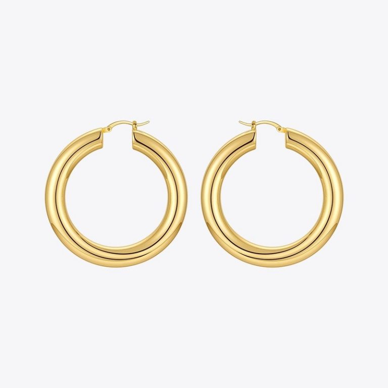 Women’s Pipe Hoop Earrings Gold Women’s Pipe Hoop Earrings Gold