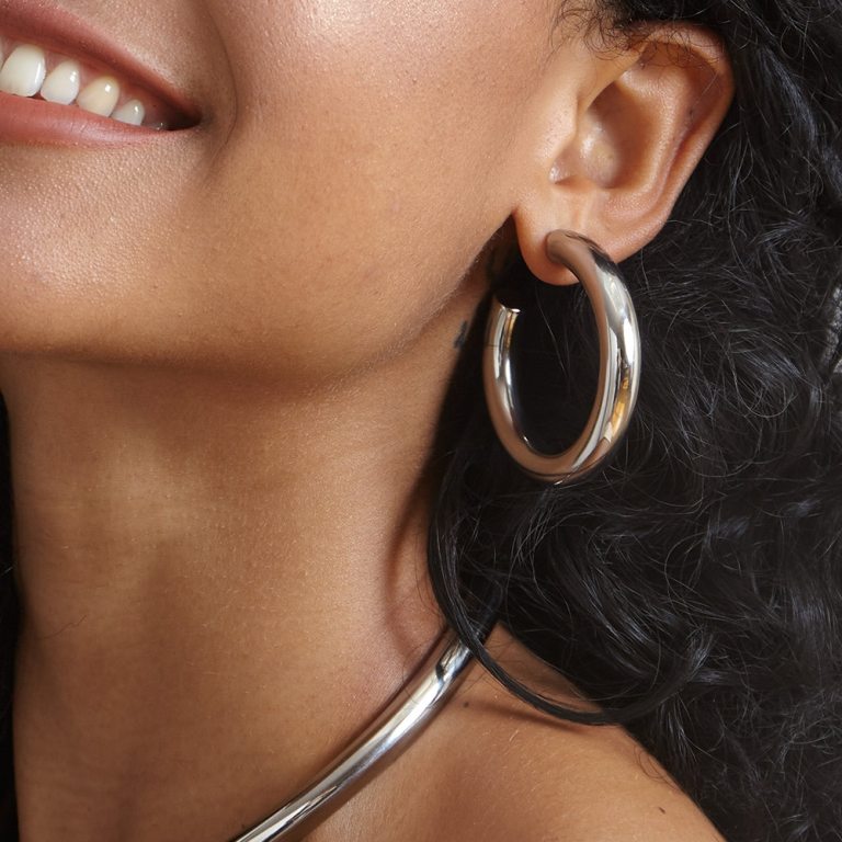 Women’s Pipe Hoop Earrings Gold Women’s Pipe Hoop Earrings Gold
