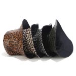 Leopard faux leather bucket fisherman hat.