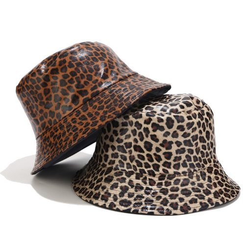 Leopard faux leather bucket fisherman hat. Leopard faux leather bucket fisherman hat.