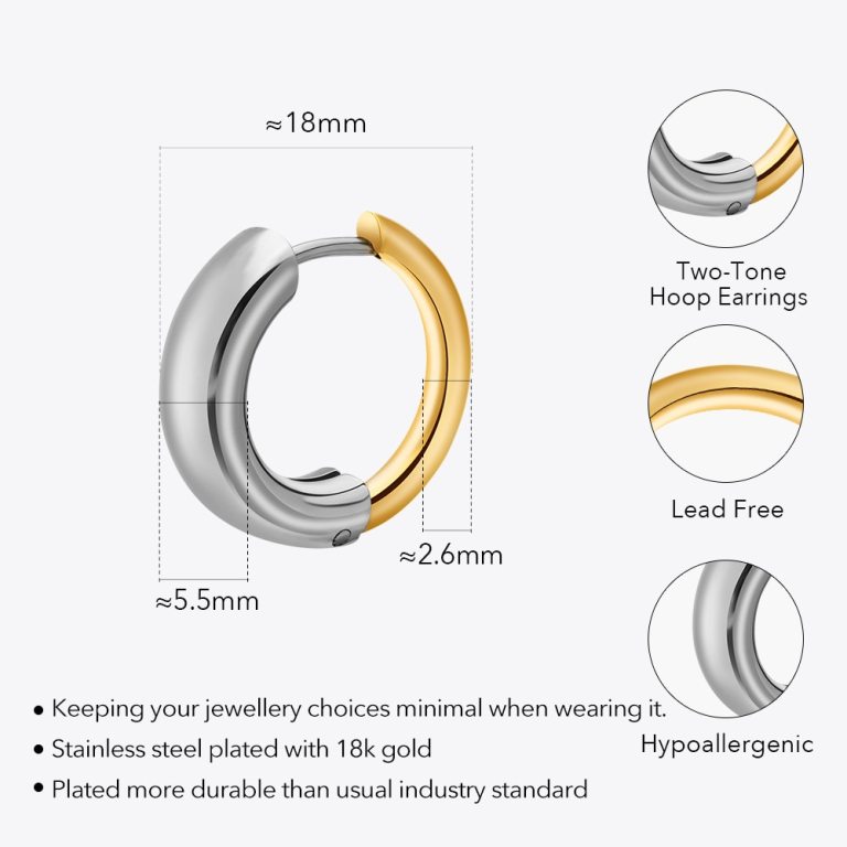 Two-Tone Hoop Earrings Gold