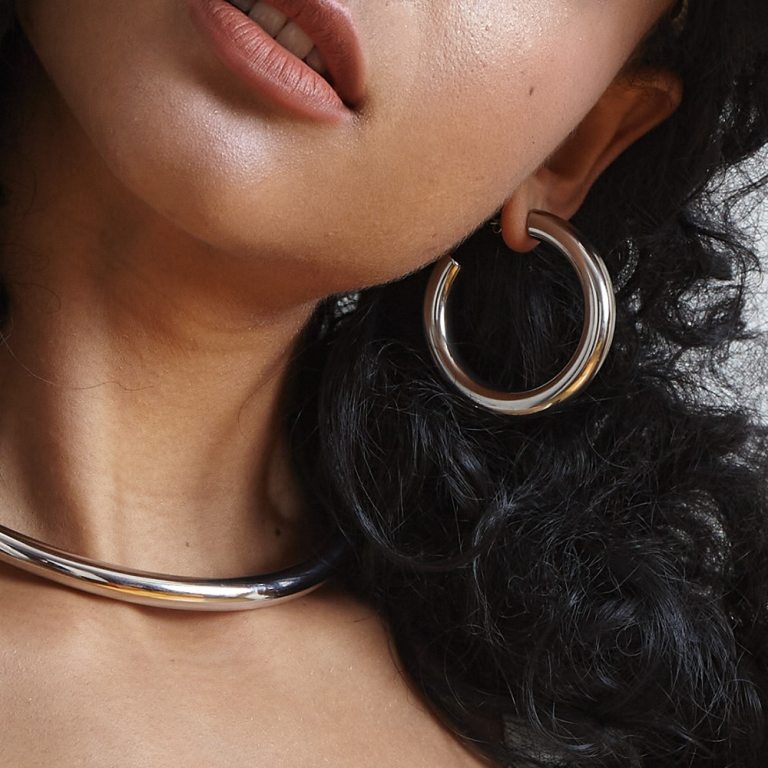 Women’s Pipe Hoop Earrings Gold Women’s Pipe Hoop Earrings Gold