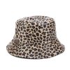 Leopard faux leather bucket fisherman hat.