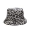 Leopard faux leather bucket fisherman hat.