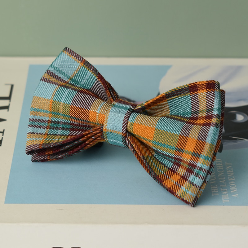 Tartan Pet Collar Leash Set with Bow Tie
