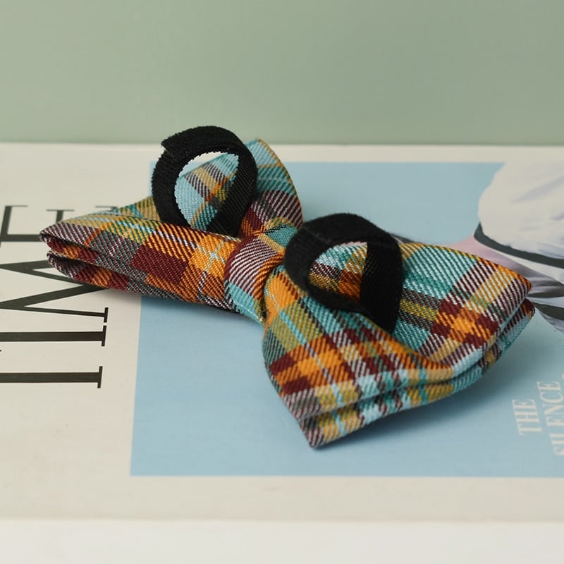 Tartan Pet Collar Leash Set with Bow Tie
