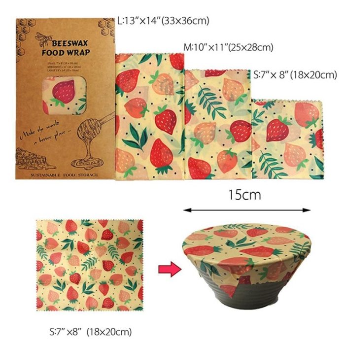 Eco Natural Beeswax Food Wraps 3 Pack Eco Natural Beeswax Food Wraps 3 Pack