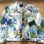 Authentic Cult of Individuality Splatter White Denim Trucker Jacket