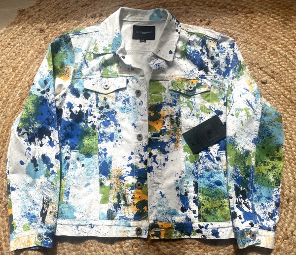 Authentic Cult of Individuality Splatter White Denim Trucker Jacket Authentic Cult of Individuality Splatter White Denim Trucker Jacket