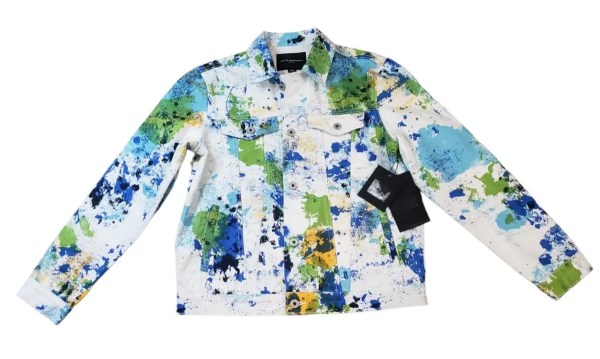 Authentic Cult of Individuality Splatter White Denim Trucker Jacket Authentic Cult of Individuality Splatter White Denim Trucker Jacket