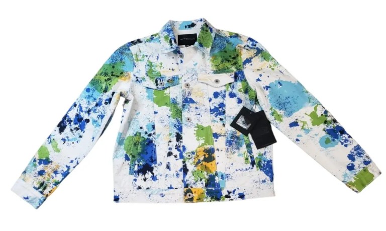 Authentic Cult of Individuality Splatter White Denim Trucker Jacket