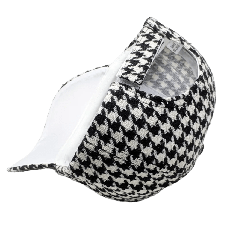 Classic Houndstooth Retro Baseball Cap White Black Classic Houndstooth Retro Baseball Cap White Black