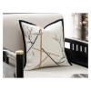 Modern Leaf Embroidered Ivory Black Cushion Cover Modern Leaf Embroidered Ivory Black Cushion Cover