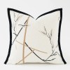 Modern Leaf Embroidered Ivory Black Cushion Cover Modern Leaf Embroidered Ivory Black Cushion Cover