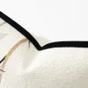 Modern Leaf Embroidered Ivory Black Cushion Cover Modern Leaf Embroidered Ivory Black Cushion Cover