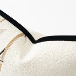 Modern Leaf Embroidered Ivory Black Cushion Cover Modern Leaf Embroidered Ivory Black Cushion Cover