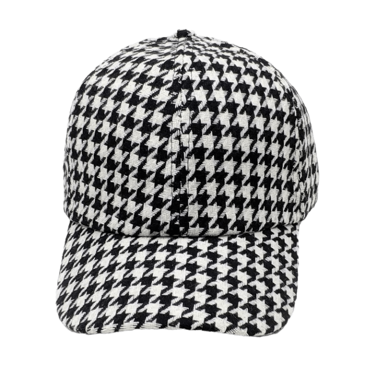 Classic Houndstooth Retro Baseball Cap White Black Classic Houndstooth Retro Baseball Cap White Black