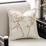 Modern Leaf Embroidered Ivory Black Cushion Cover Modern Leaf Embroidered Ivory Black Cushion Cover