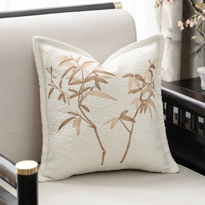 Modern Leaf Embroidered Ivory Black Cushion Cover Modern Leaf Embroidered Ivory Black Cushion Cover