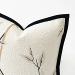 Modern Leaf Embroidered Ivory Black Cushion Cover Modern Leaf Embroidered Ivory Black Cushion Cover