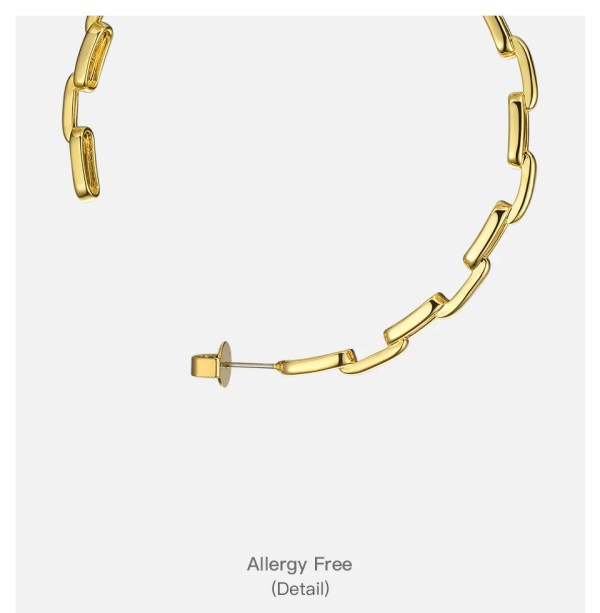 Pure Form Link Chain Hoop Earrings For Women Big Circle Hoops Gold