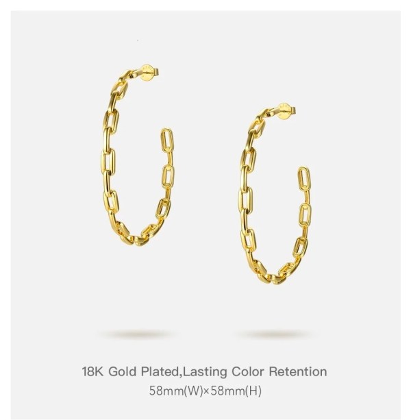 Pure Form Link Chain Hoop Earrings For Women Big Circle Hoops Gold