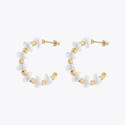 Aretes De Mujer C Shape Pearl Stud Earrings for Women Gold 18K Plated Stud earrings