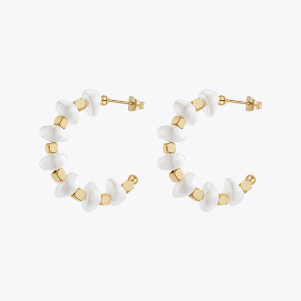 Aretes De Mujer C Shape Pearl Stud Earrings for Women Gold 18K Plated Stud earrings