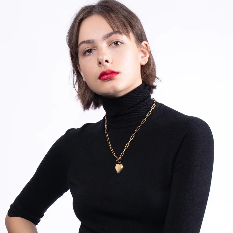 Heart Pendant Necklaces in Gold or Stainless-Steel Choker Necklace
