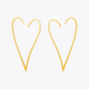 Geometric Big Heart Gold or Stainless-steel Long Drop Earrings