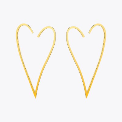 Geometric Big Heart Gold or Stainless-steel Long Drop Earrings