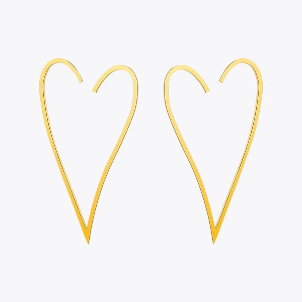 Geometric Big Heart Gold or Stainless-steel Long Drop Earrings Geometric Big Heart Gold or Stainless-steel Long Drop Earrings