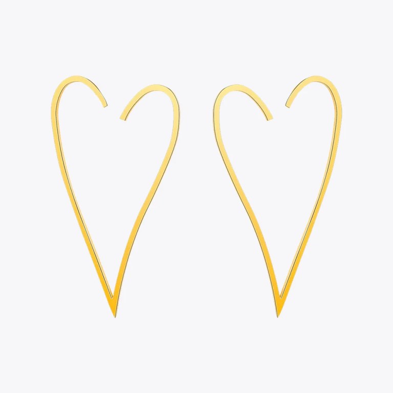 Geometric Big Heart Gold or Stainless-steel Long Drop Earrings Geometric Big Heart Gold or Stainless-steel Long Drop Earrings
