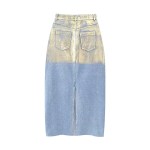 Women’s Fashion Metallic Short Denim Jacket High Waist Split Half Skirt Set
