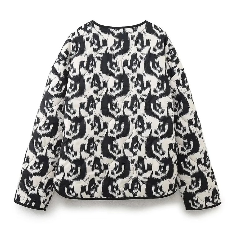 Women’s Casual Versatile Lightweight Cotton Quilted Coat Animal Print