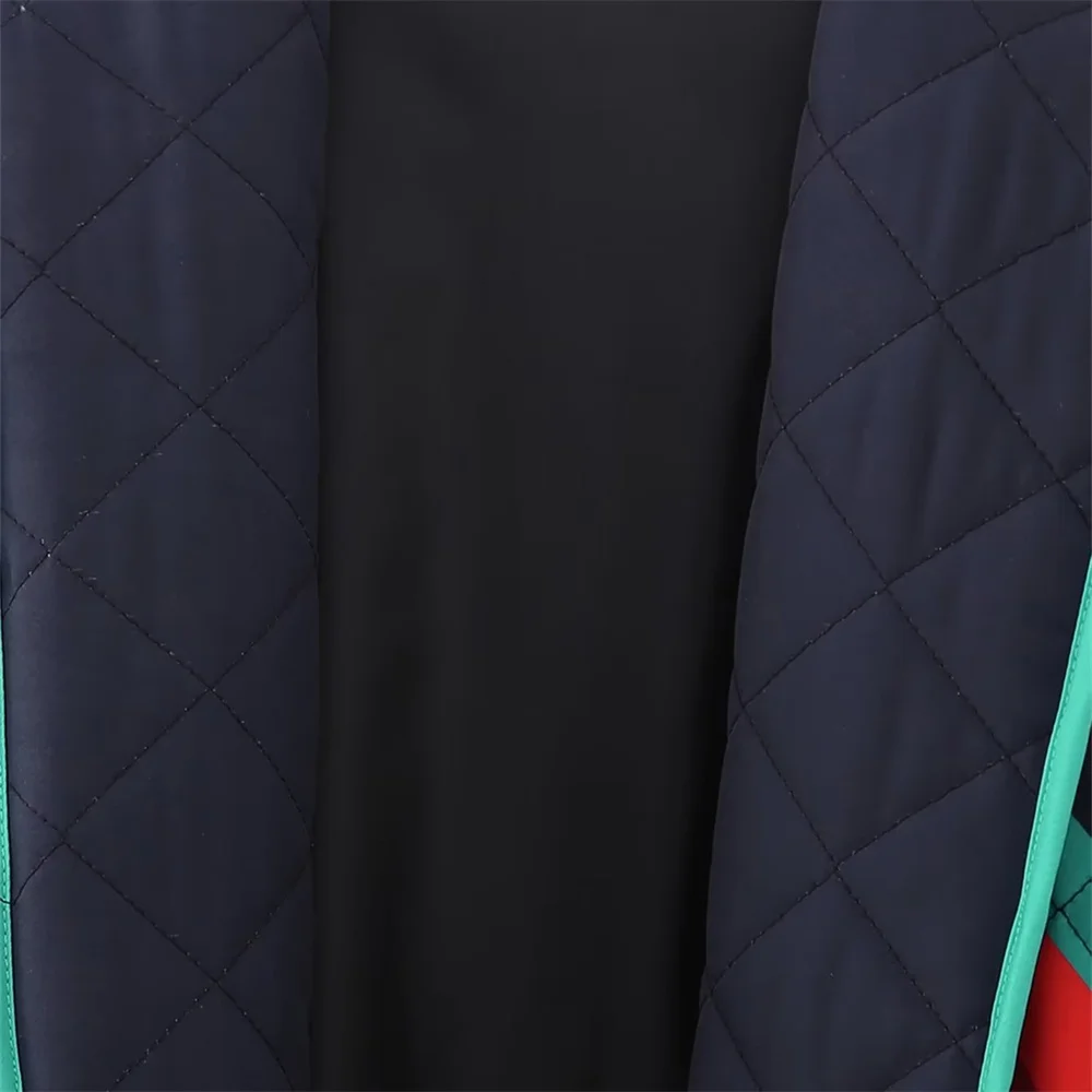 Womens Retro Quilted Coat Jacket Green & Black